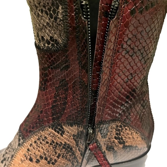 𝅺New! Pierre Hardy Reno Snake-Print Patchwork Zip Booties, Size 7 - Picture 6 of 13